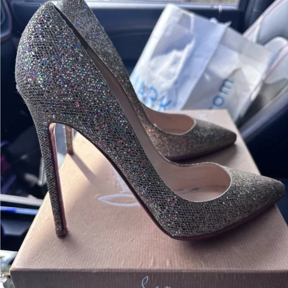 Christian Louboutin Gold Multicolor Heels - Picture 4 of 6